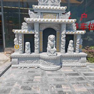 佳木斯芝麻白中国黑石材套墓 花岗岩墓碑